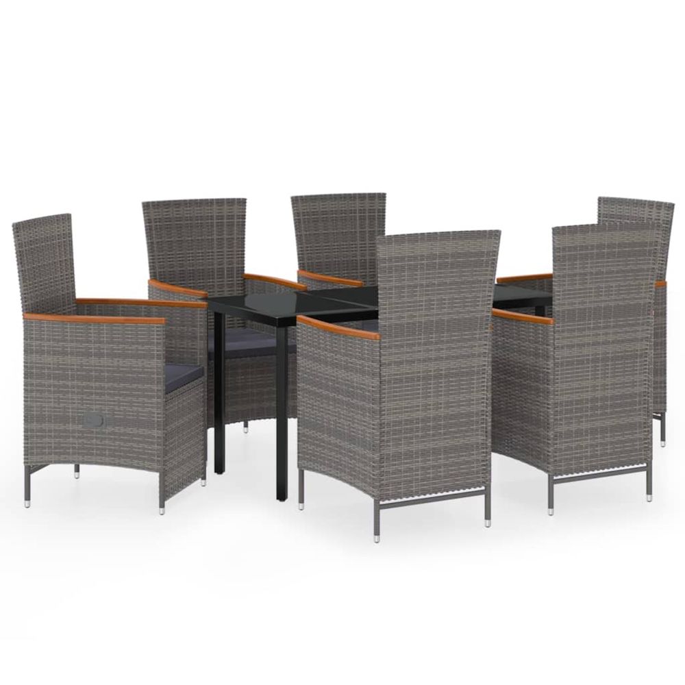 Ensemble à manger de jardin avec coussins 7 pcs gris