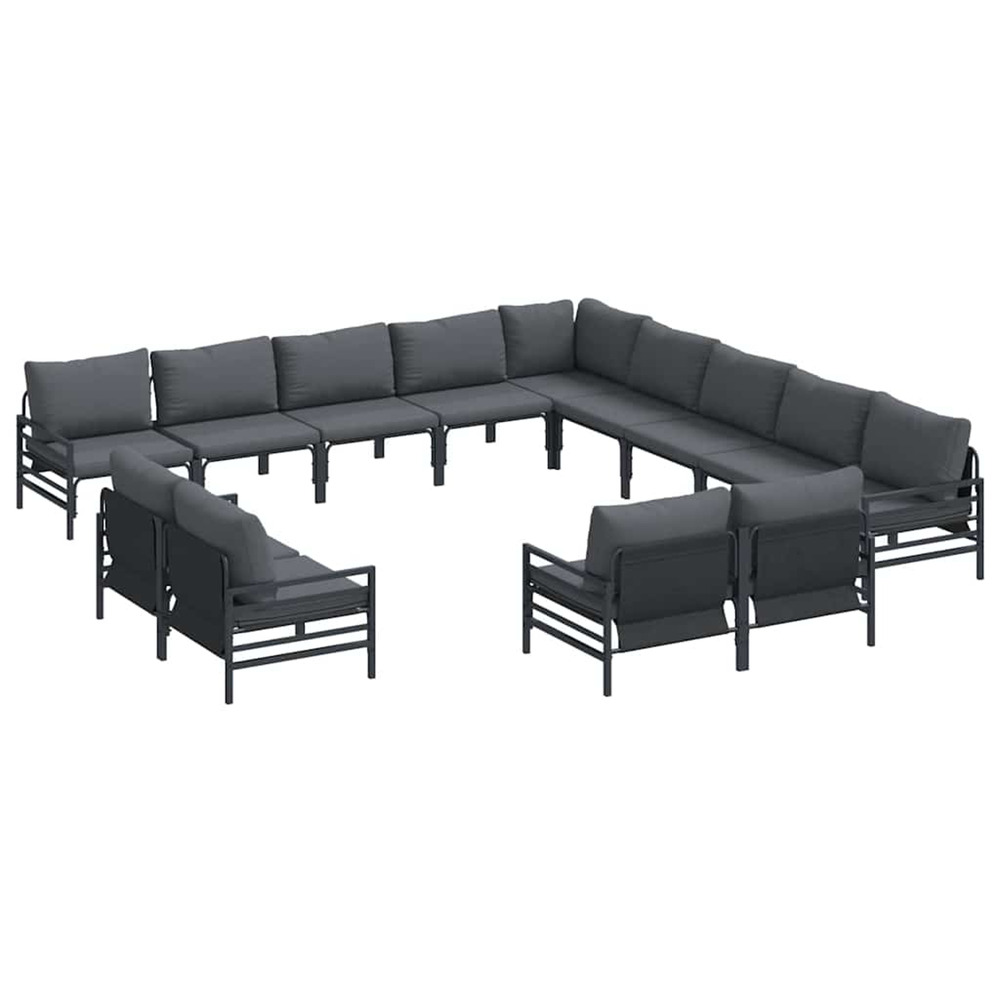Ensemble de canapé de jardin avec coussin 13 pcs noir acier