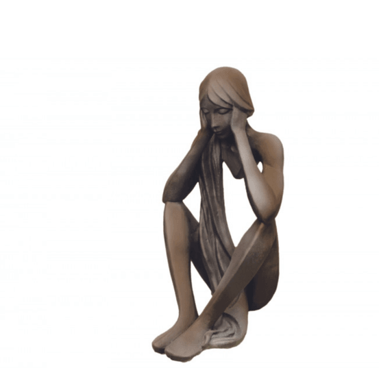Statue de jardin tristan assis effet demi rouille - rouille 86 cm