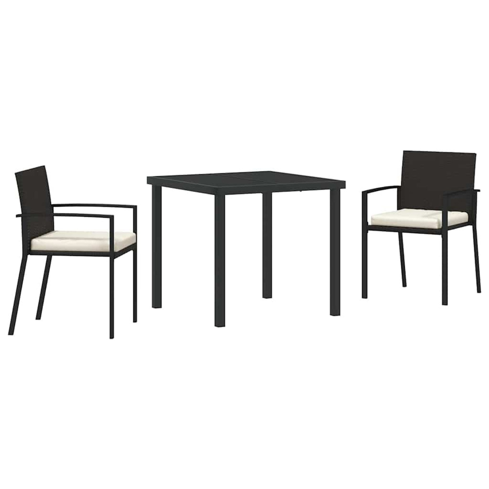 Ensemble de salle à manger pour jardin 3 pcs noir