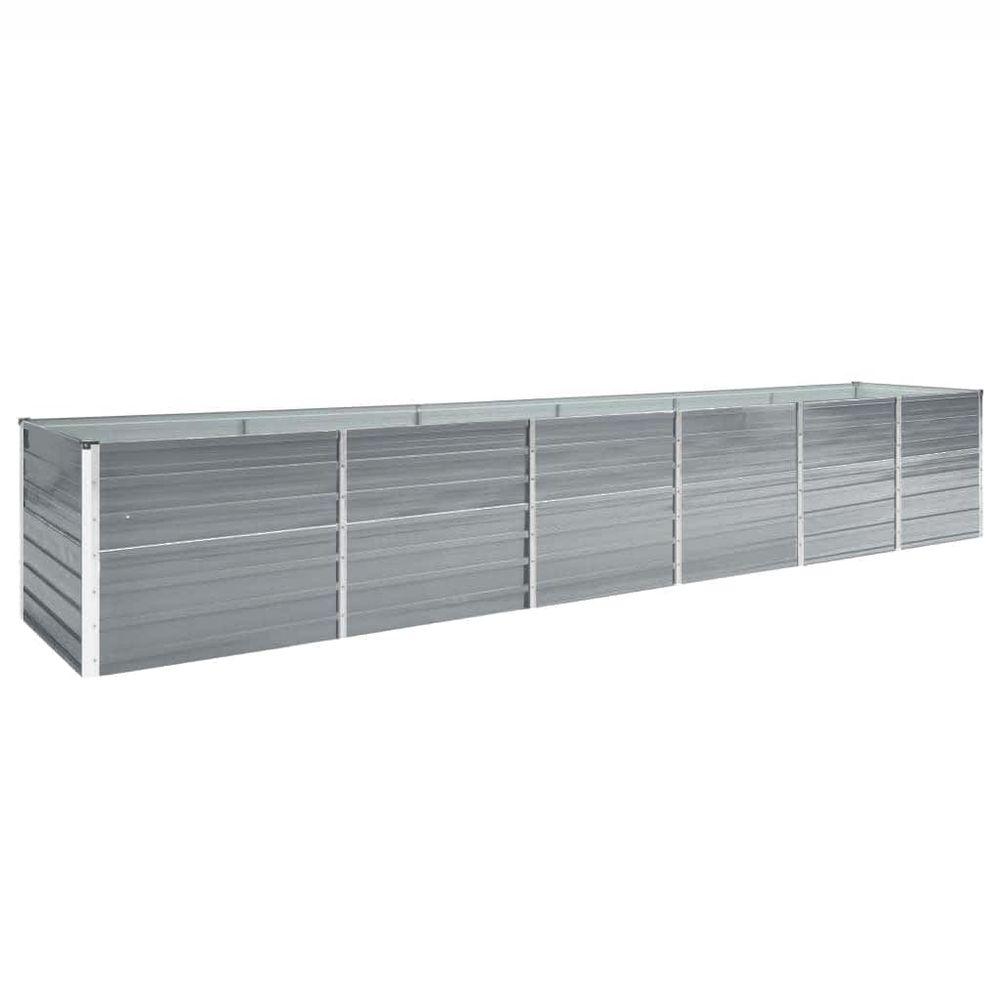 Bac potager haut en acier galvanisé pour jardin gris 480x80x77 cm