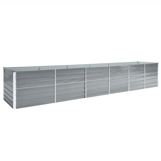 Bac potager haut en acier galvanisé pour jardin gris 480x80x77 cm