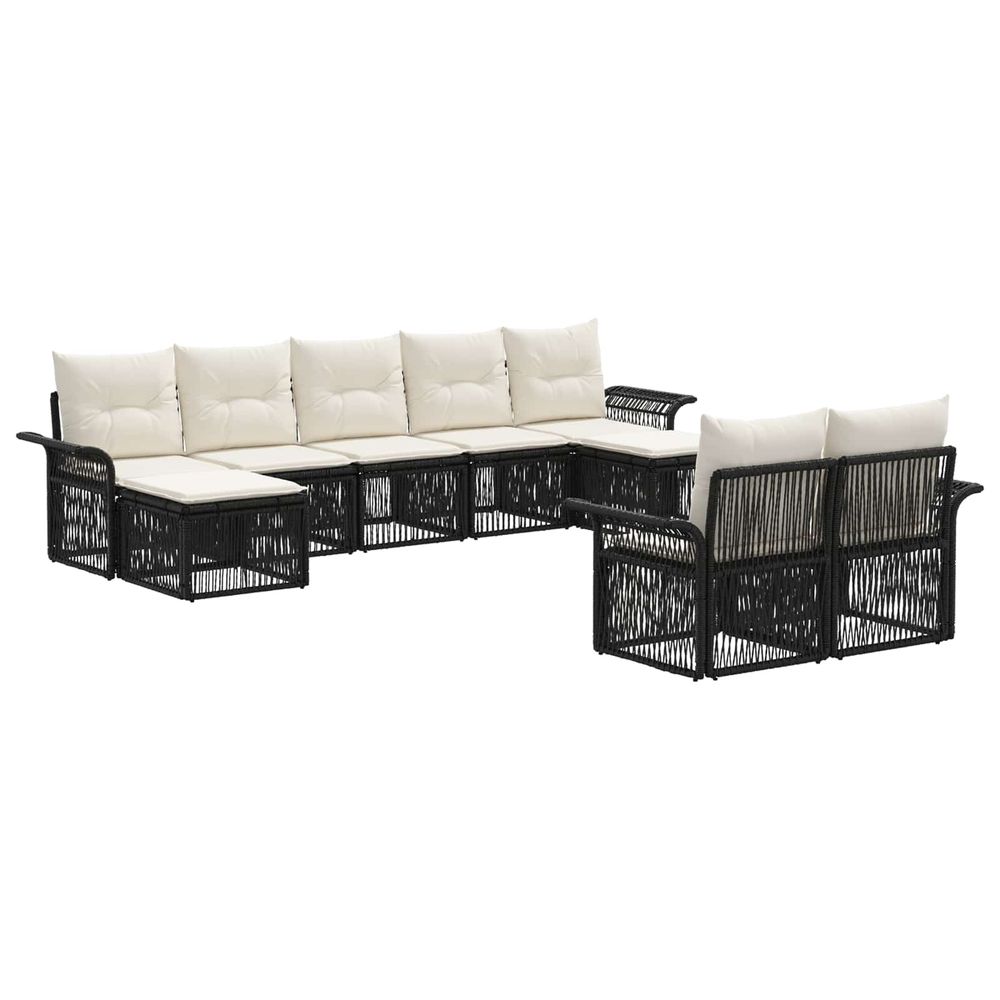 Ensemble de canapé de jardin 9 pc noir polyrotin