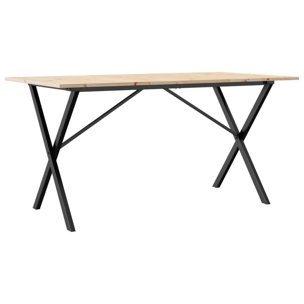 Table à manger cadre en x 160x80x75 cm bois de pin massif acier