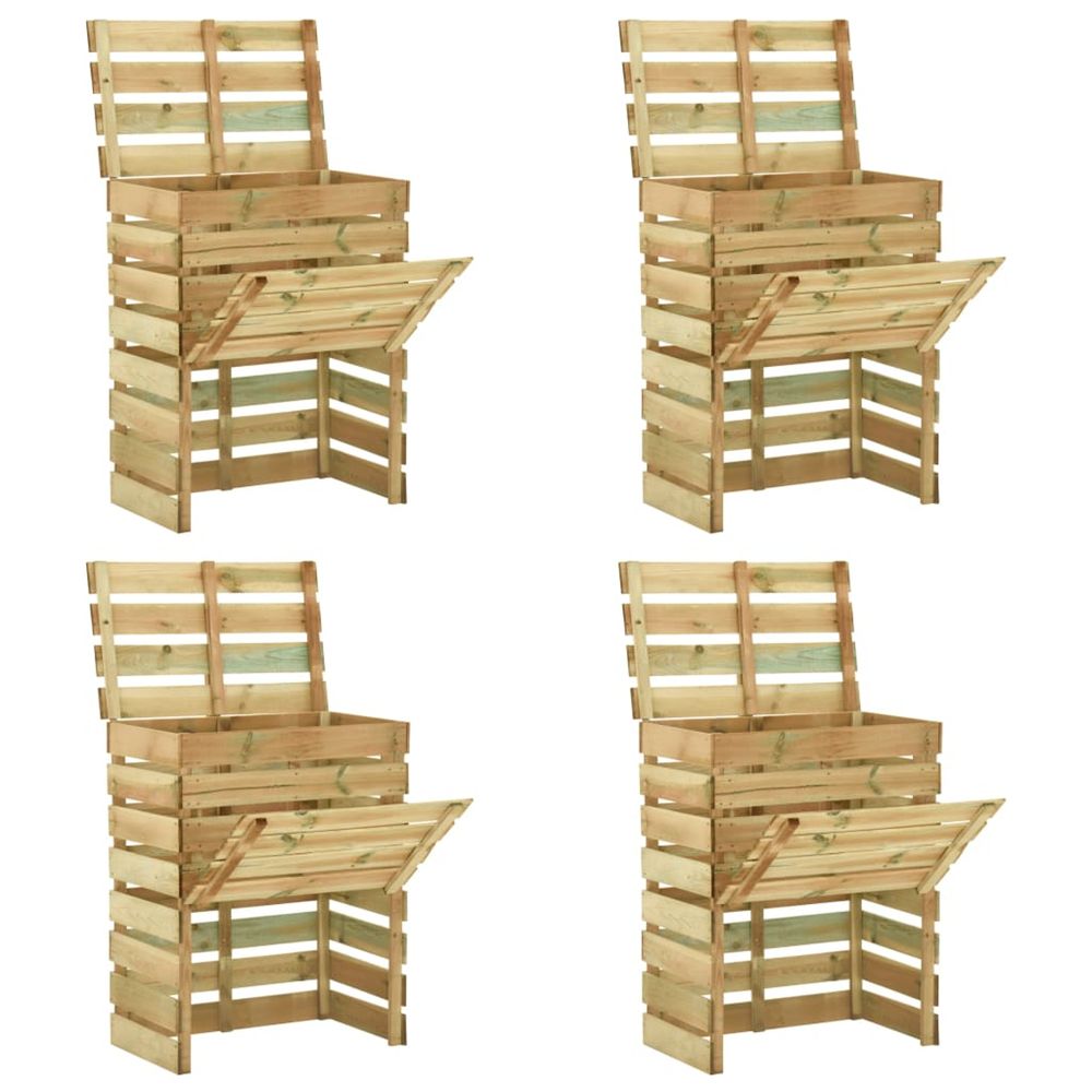 Composteur de jardin à lattes 4 pcs 80x50x100 cm pin imprégné