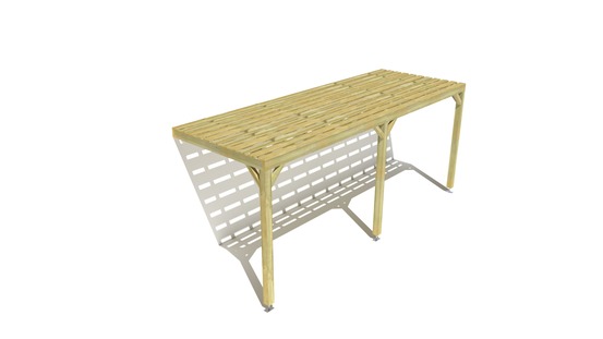 Pergola bois • 6m x 2m • adossée • sens profondeur • platelage bois • livraison comprise