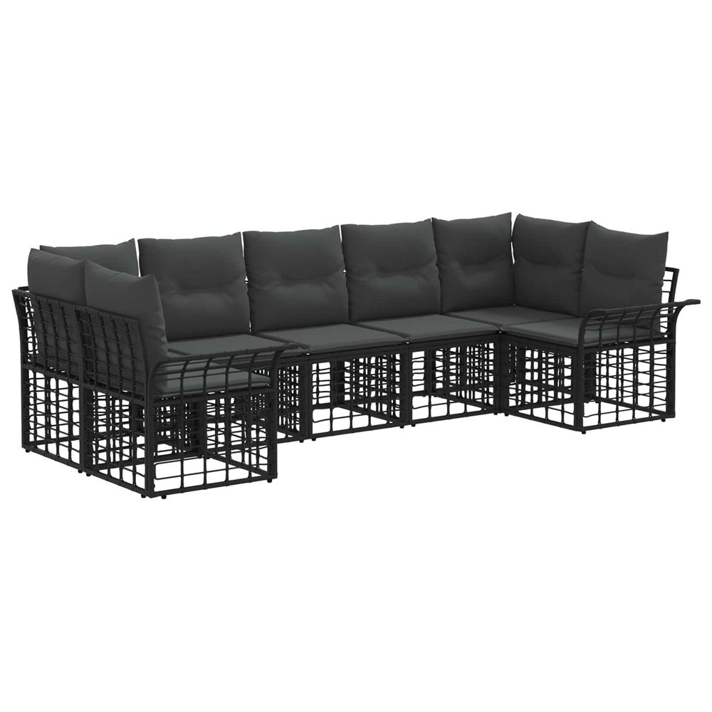 Ensemble de canapés d'extérieur 7 pc noir et gris foncé