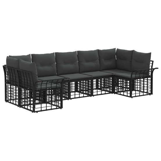 Ensemble de canapés d'extérieur 7 pc noir et gris foncé