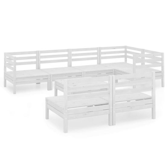 Salon de jardin 8 pcs bois de pin massif blanc