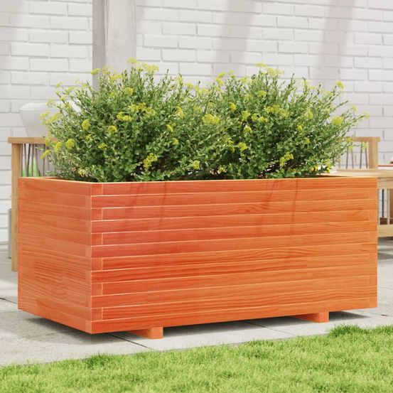 Carré potager surélevé bois de pin massif jardin terrasse cire marron 110cm