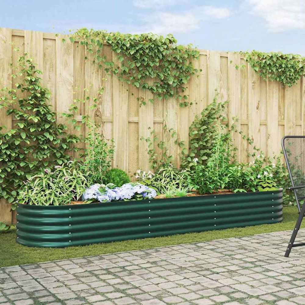Jardinière potager en acier pour massifs et plantations vert 320x80x44 cm