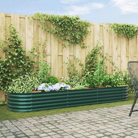 Jardinière potager en acier pour massifs et plantations vert 320x80x44 cm