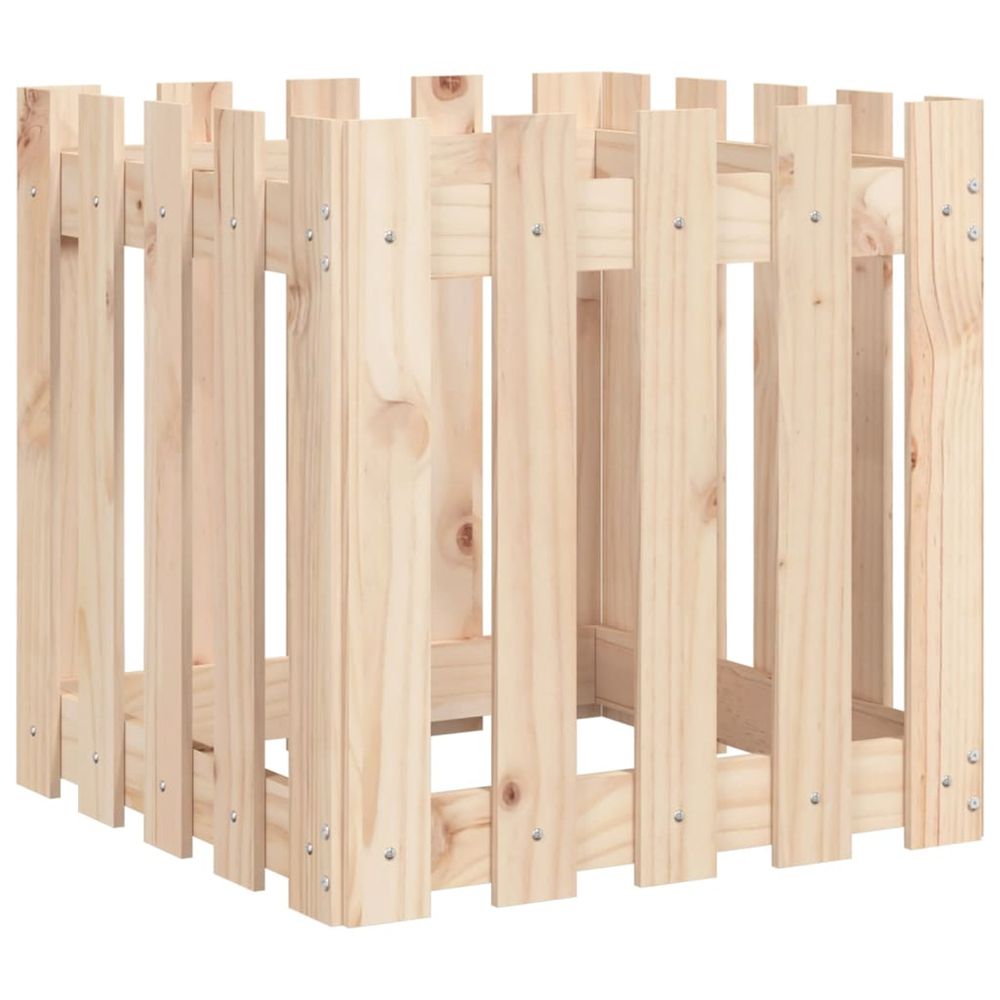 Jardinière d'extérieur avec design de clôture 50x50x50 cm pin massif
