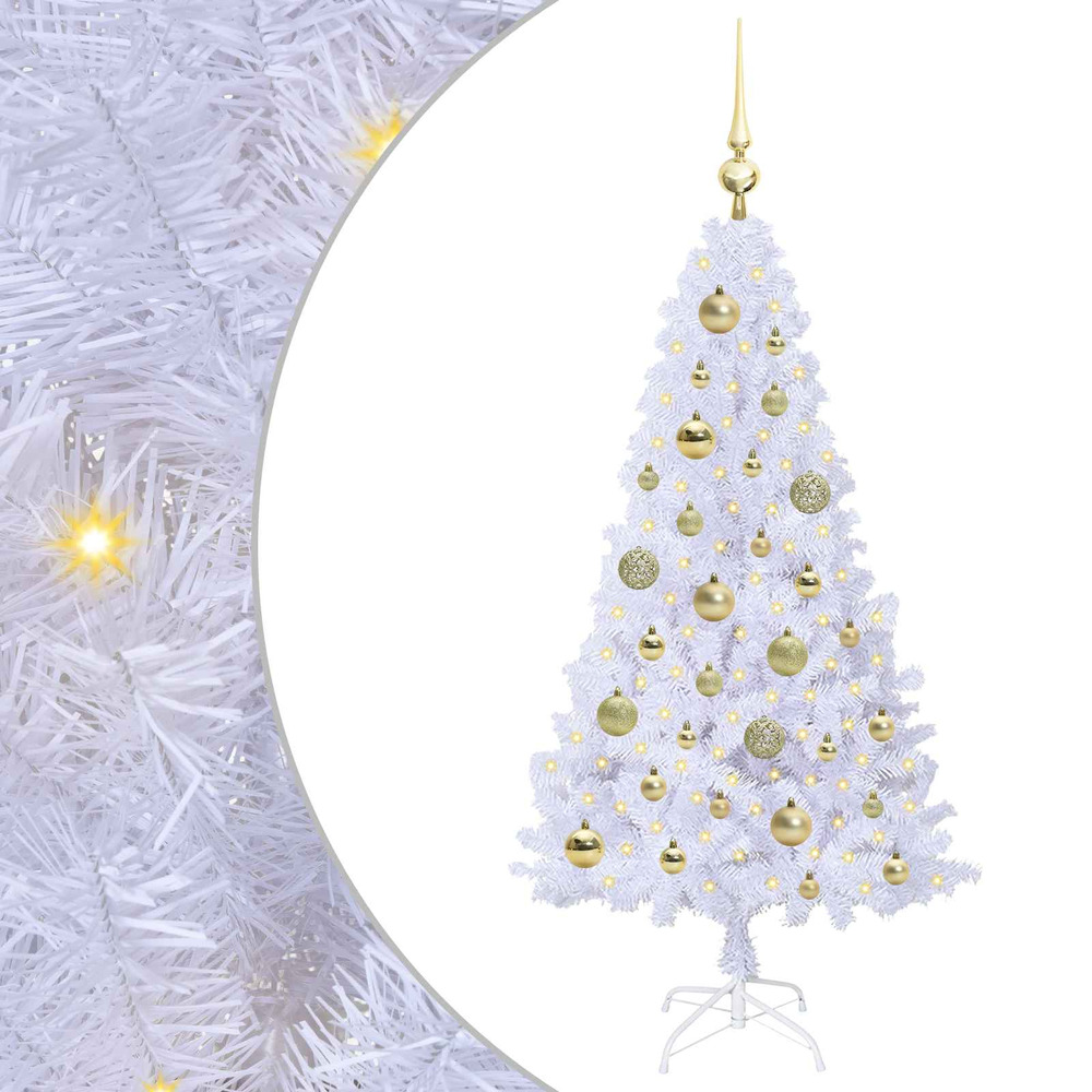 Sapin de noël artificiel avec 150 led blanc 120 cm pvc et acier