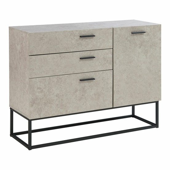 Buffet commode meuble de rangement 75 x 100 x 35 cm salon entré chambre effet béton gris clair