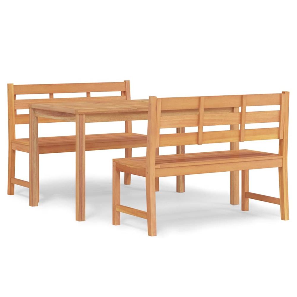 Ensemble à manger de jardin 3 pcs bois de teck massif