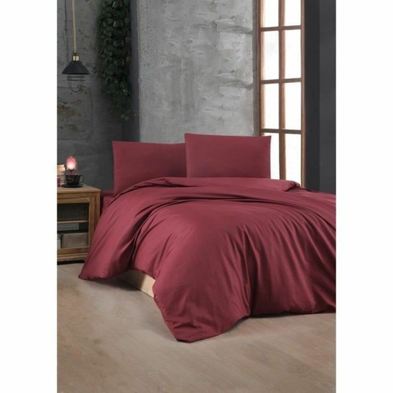 Parure de lit - housse de couette 220 x 240 + 2 taies d'oreiller 60 x 60 coton renforcé - rouge