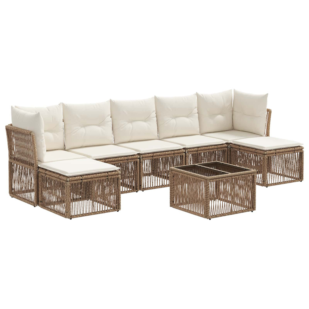 Ensemble de canapé de jardin 8 pcs beige polyrotin