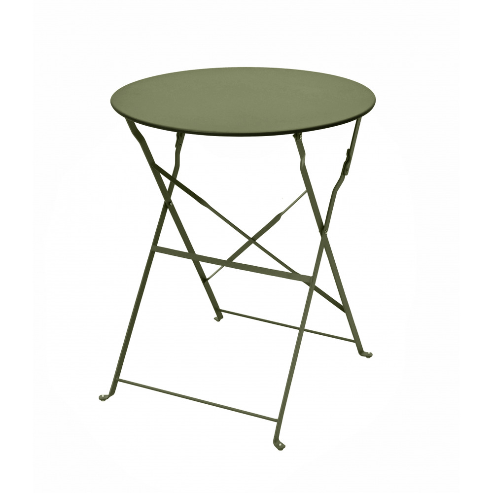 Table de jardin pliante bistrot ronde 2 personnes kaki 60x71cm- meuble de jardin