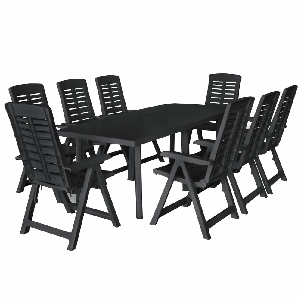 Ensemble à manger d'extérieur 9 pcs plastique anthracite