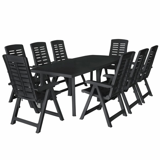 Ensemble à manger d'extérieur 9 pcs plastique anthracite