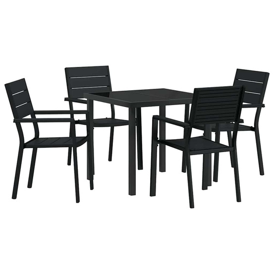 Ensemble de salle à manger pour jardin 5 pcs noir hdpe