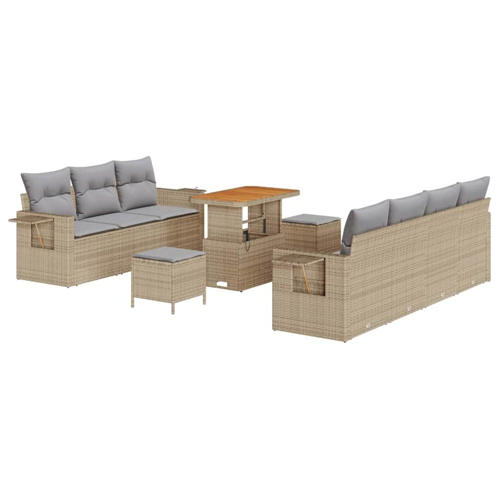 Ensemble de canapé de jardin 10 pc beige polyrotin