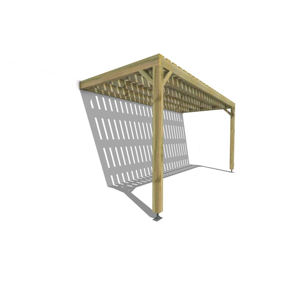 Pergola bois • 5m x 2m • adossée • sens largeur • platelage bois • livraison comprise
