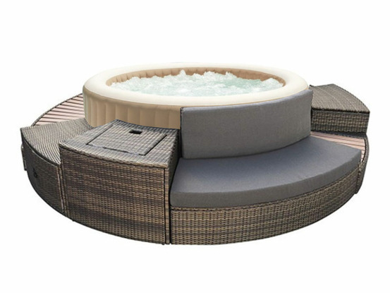 Pack spa gonflable purespa sahara rond bulles 4 places + ensemble mobilier