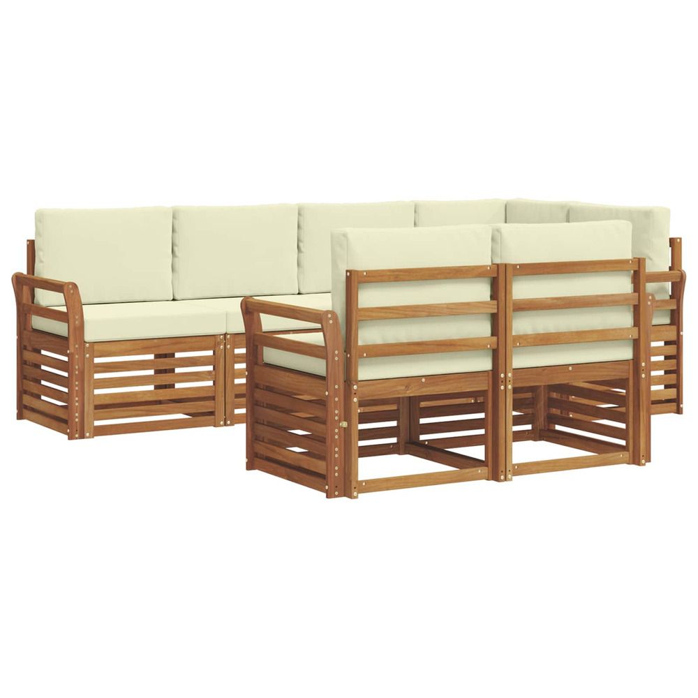 Ensemble de canapés d'extérieur 7 pc naturel et crème polyester