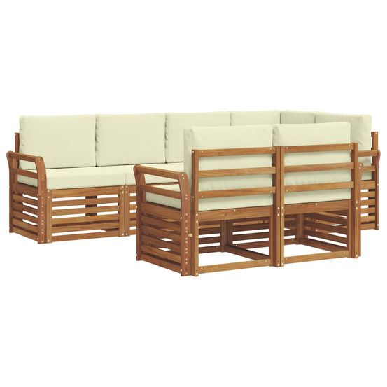 Ensemble de canapés d'extérieur 7 pc naturel et crème polyester