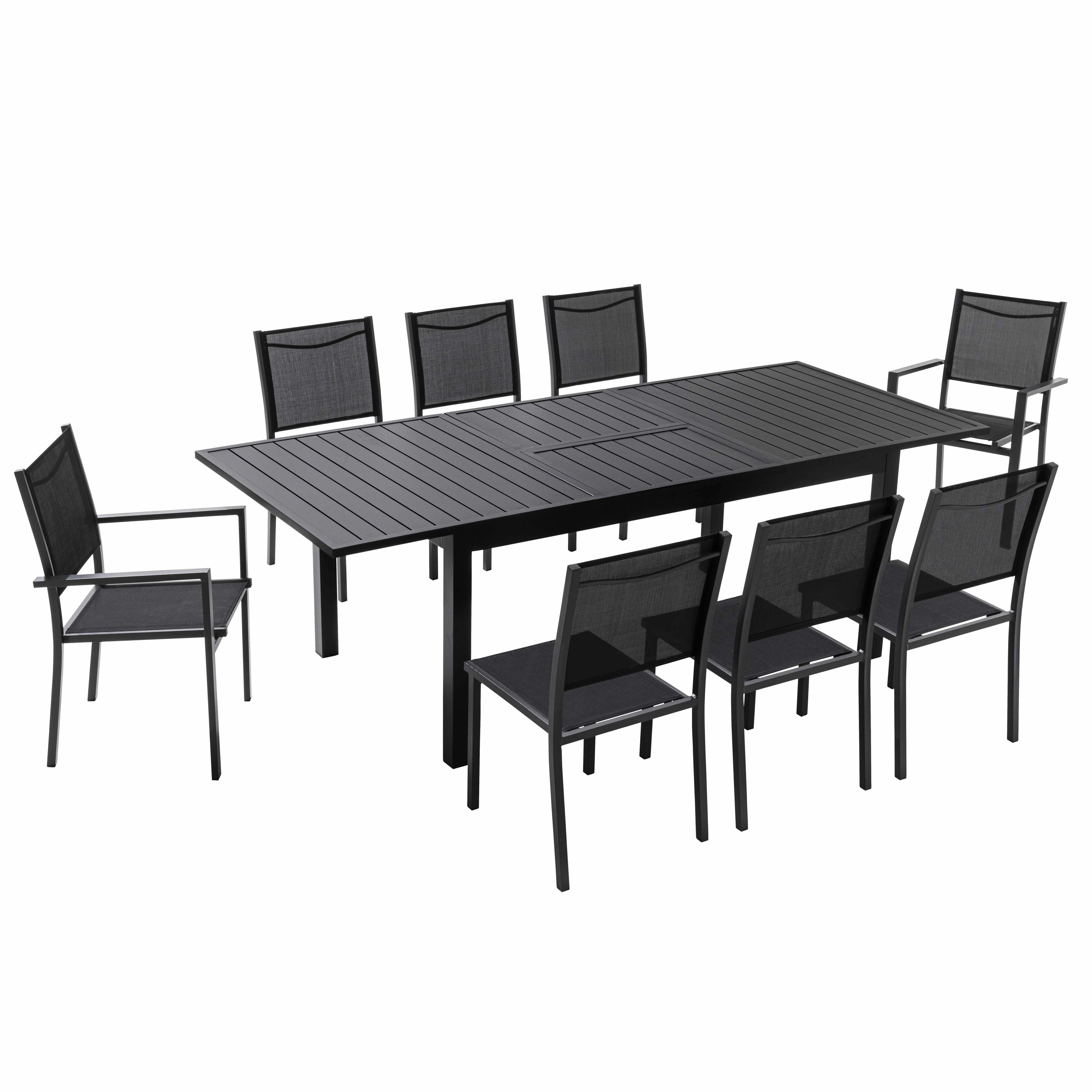 Ensemble table de jardin en aluminium avec 8 chaises
