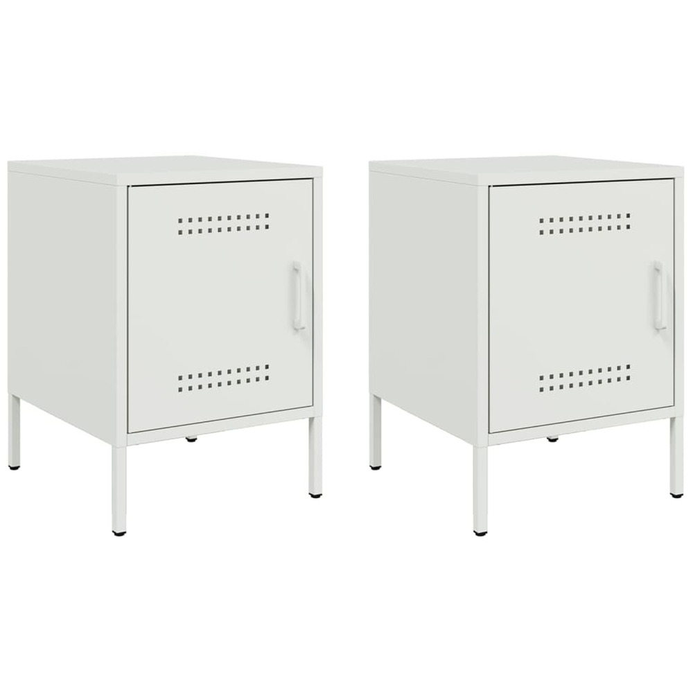 Tables de chevet 2 pcs blanc 36x39x50,5 cm acier