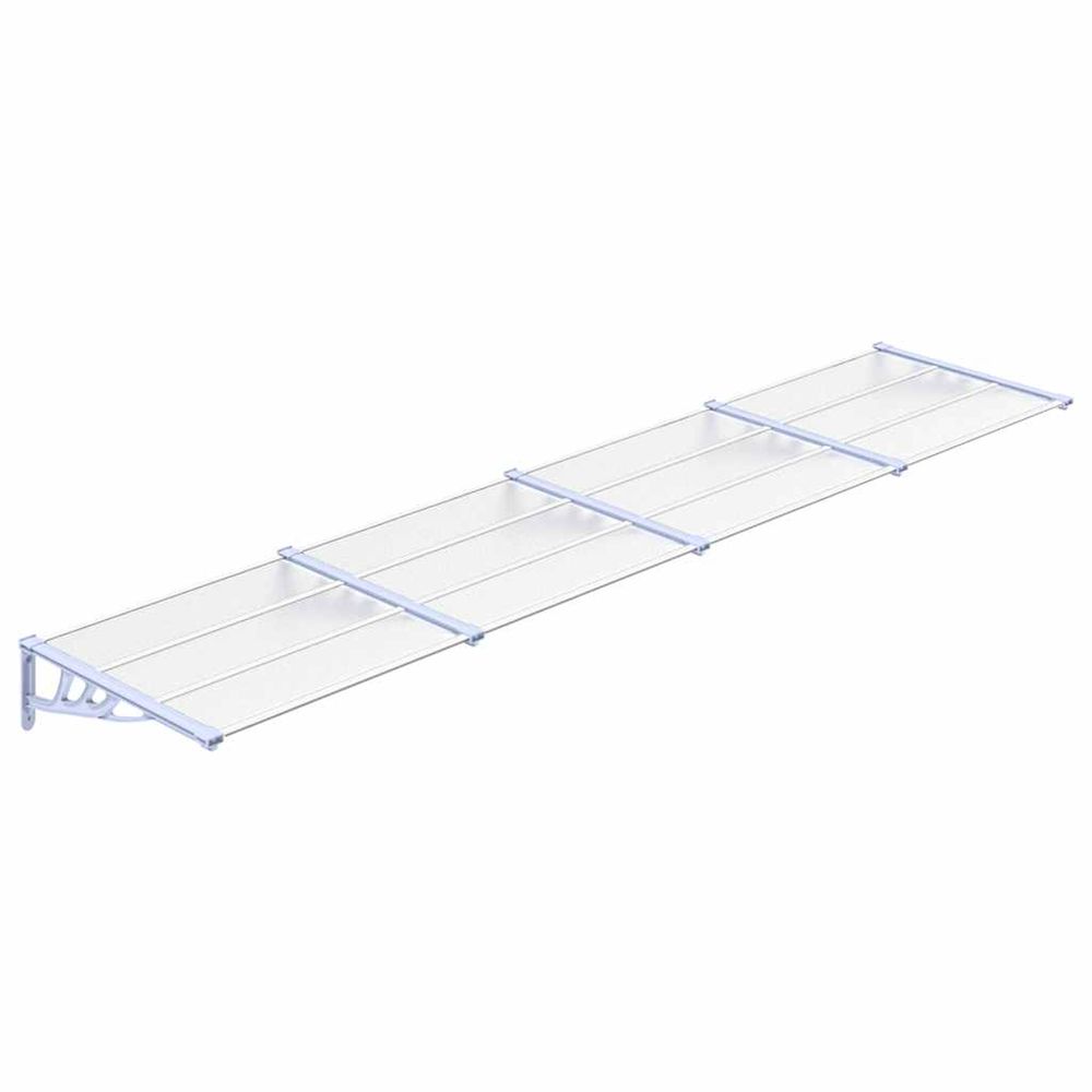 Auvent de porte gris et transparent 396x90 cm polycarbonate