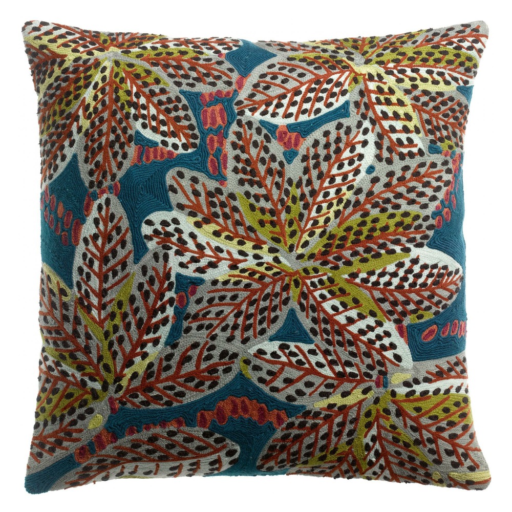 Coussin brodé ariane petrole 45 x 45 cm