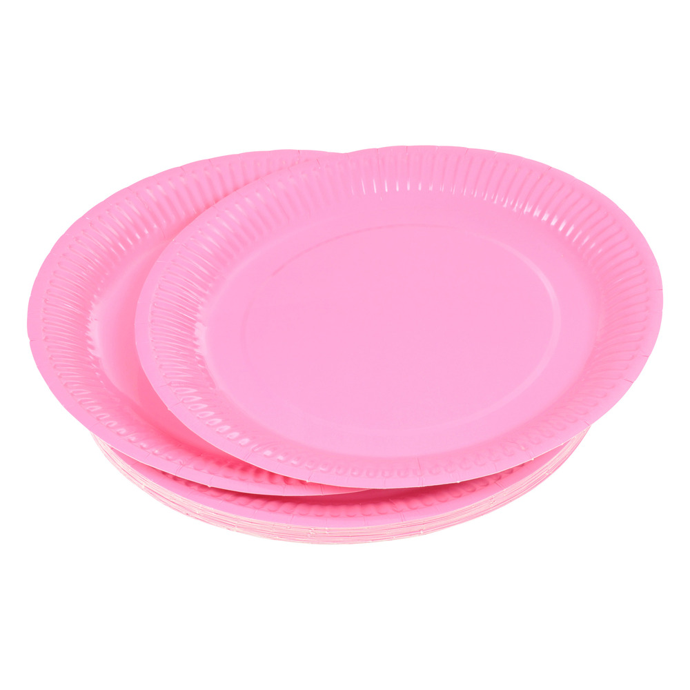 Set de 20 assiettes carton 23 cm unies rose