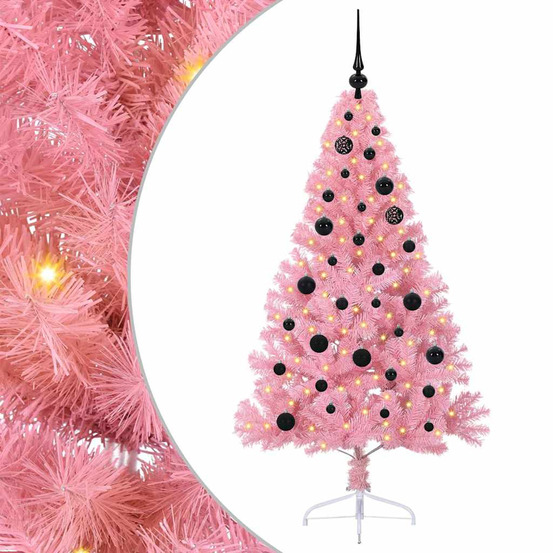 Sapin de noël artificiel pré-éclairé rose 150 cm pvc