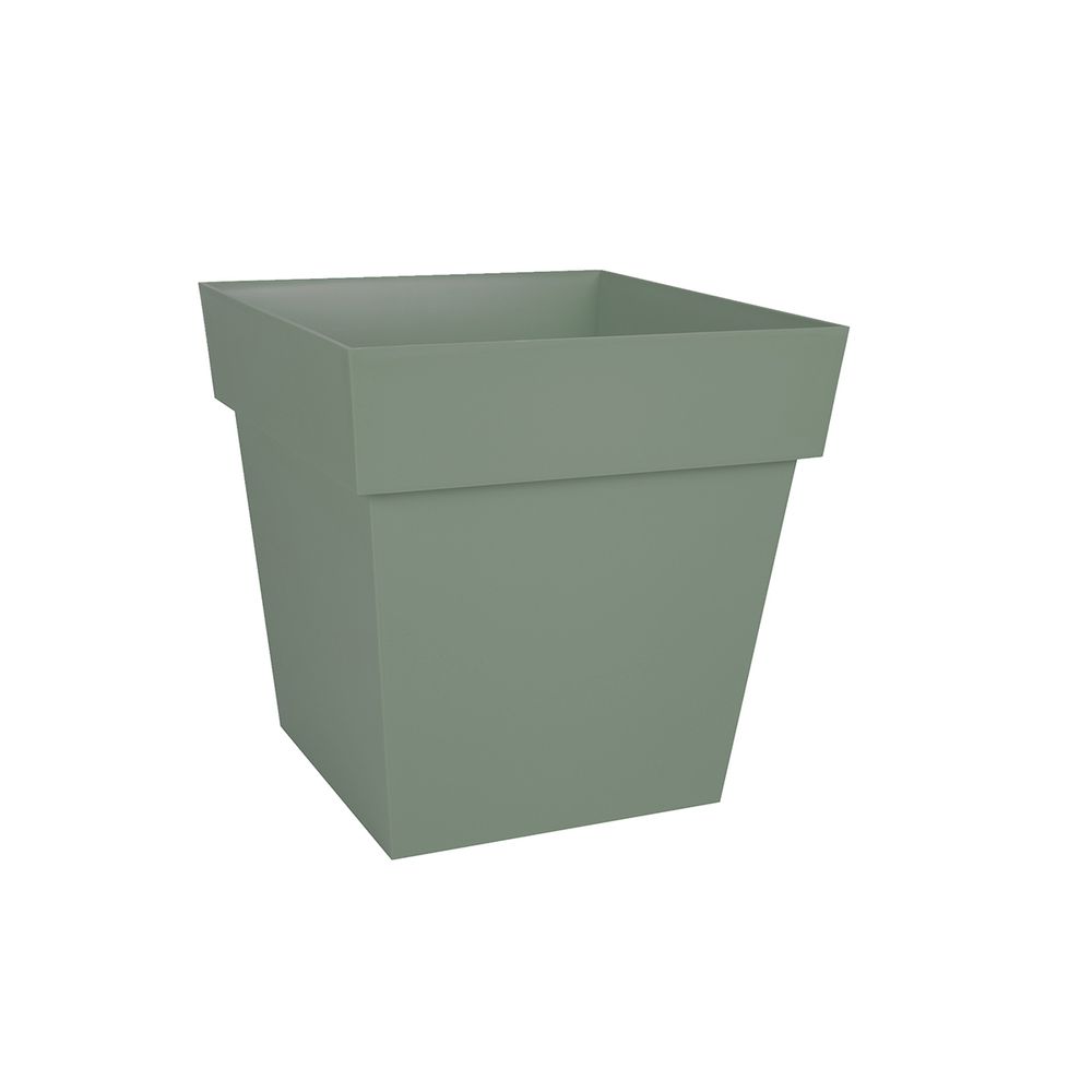 Pot de fleur carré en plastique toscane 39 x h.39 cm vert laurier
