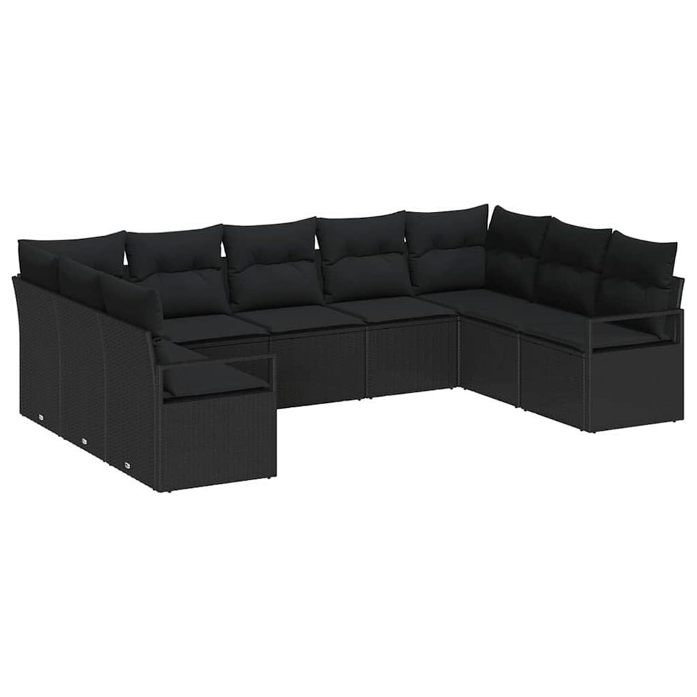 Ensemble de canapés 9 pc noir polyrotin