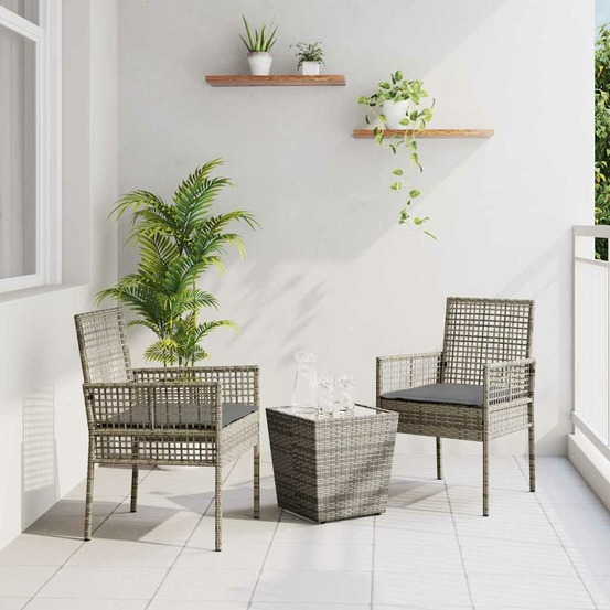 Ensemble bistro de jardin 3 pcs gris polyrotin