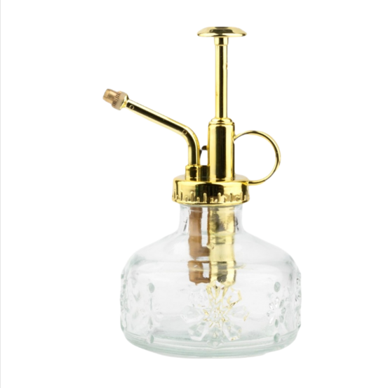 Flacon pulvérisateur en verre coloré transparent + tête dorée