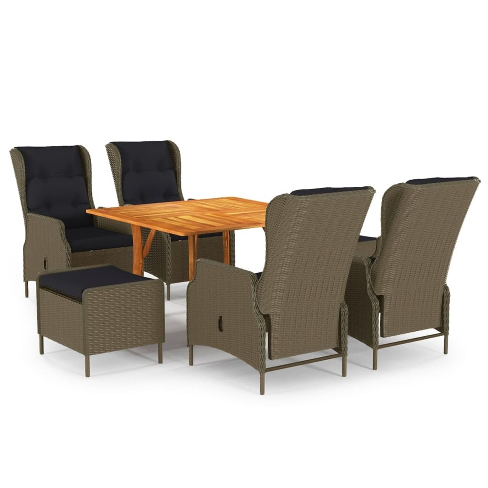 Ensemble de salle à manger de jardin 7 pcs marron