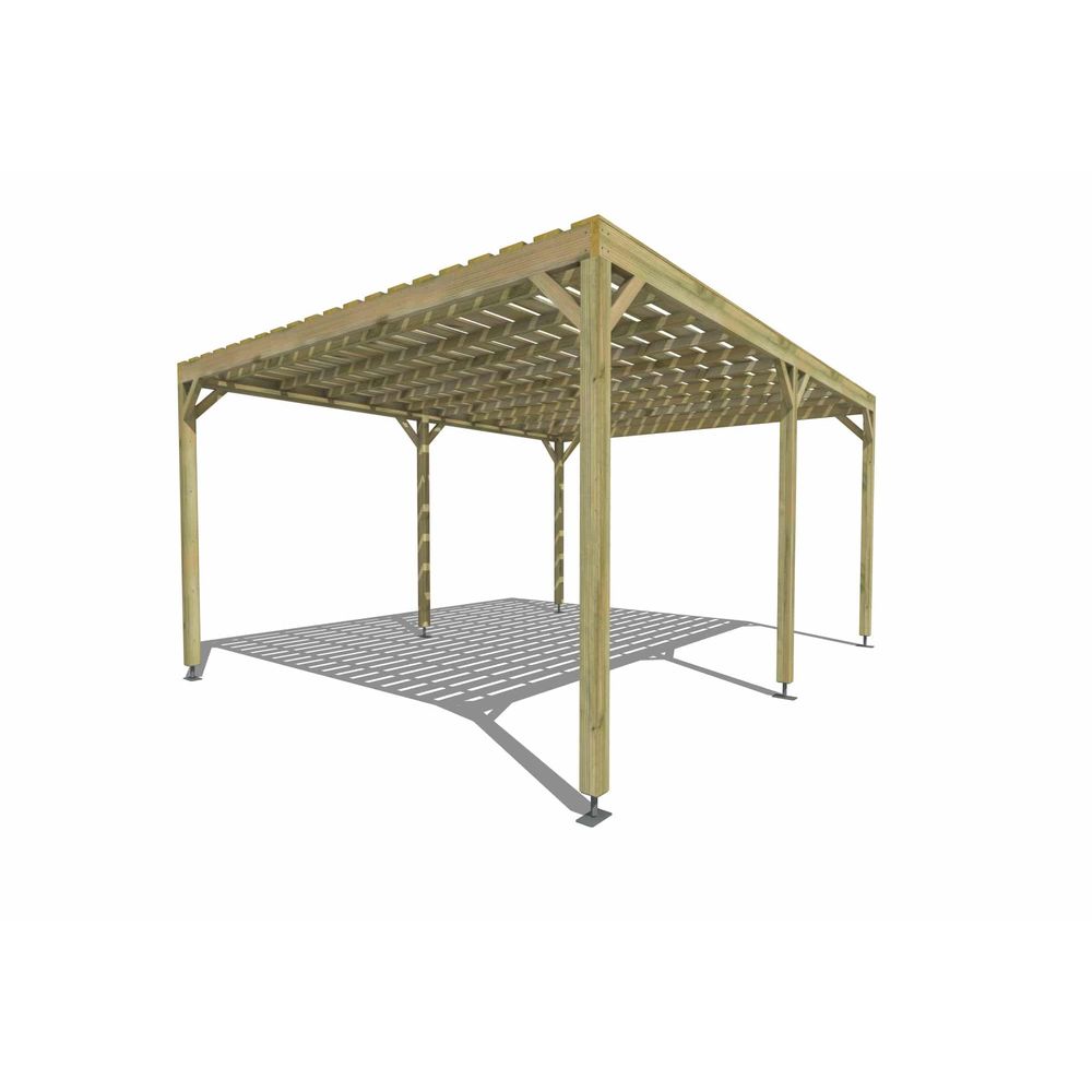 Pergola bois • 5m x 4m • indépendante • sens profondeur • platelage bois • livraison comprise
