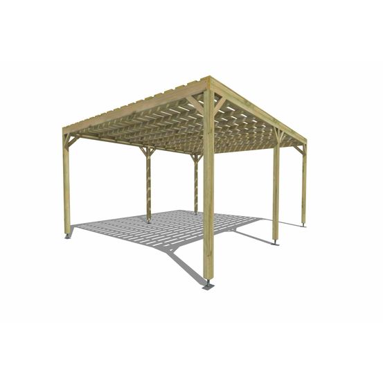Pergola bois • 5m x 4m • indépendante • sens profondeur • platelage bois • livraison comprise