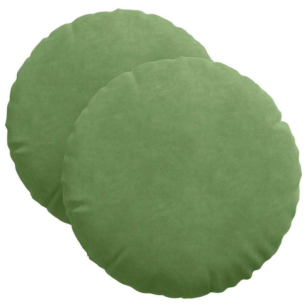 Coussins de siège 2 pcs vert clair ø 40 x 13 cm velours
