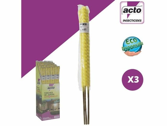 Lot de 3 torches citronelle, acto