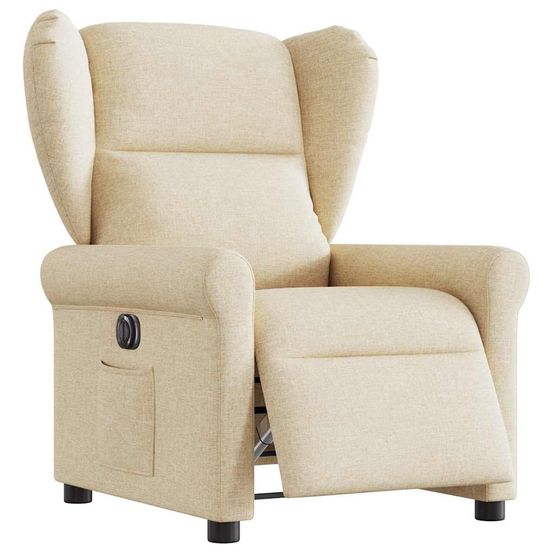 Fauteuil inclinable électrique crème tissu