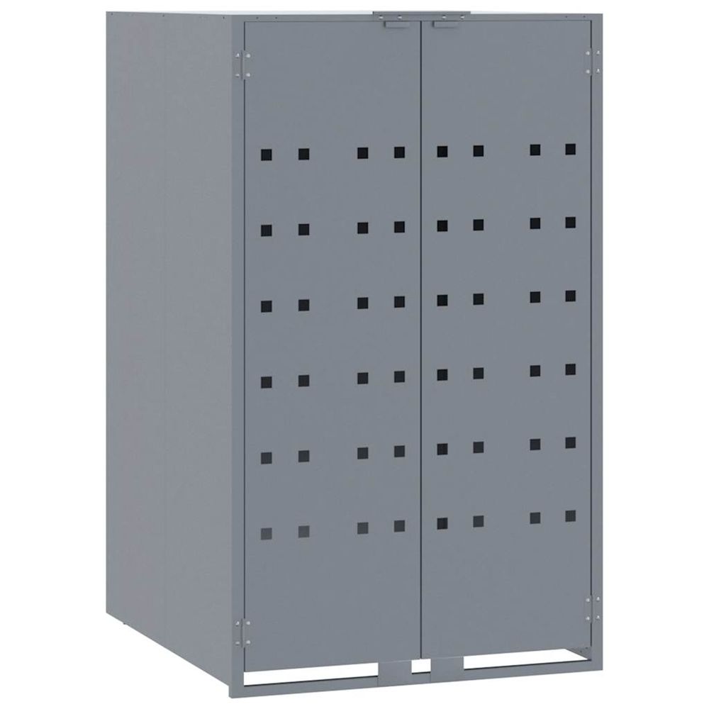 Rangement à roulettes pour poubelles pour bac unique gris acier
