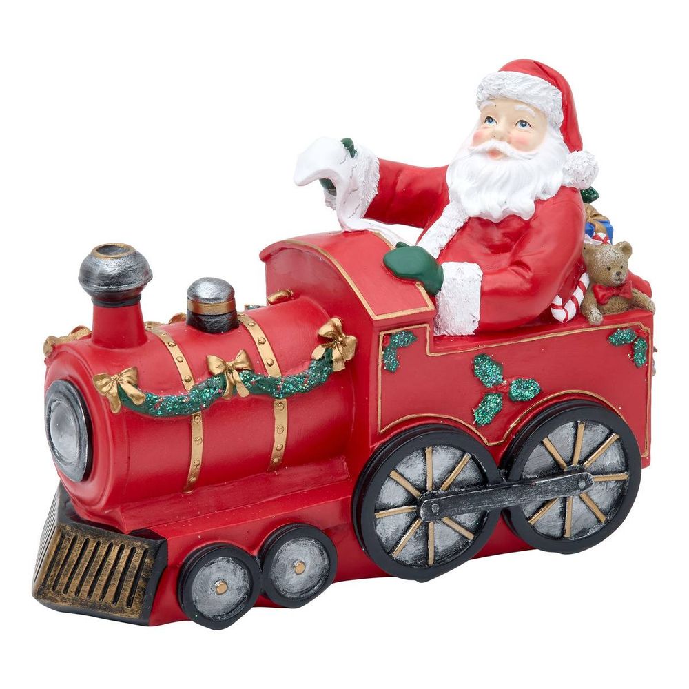 Train décoratif père noël en résine l. 27,5 cm