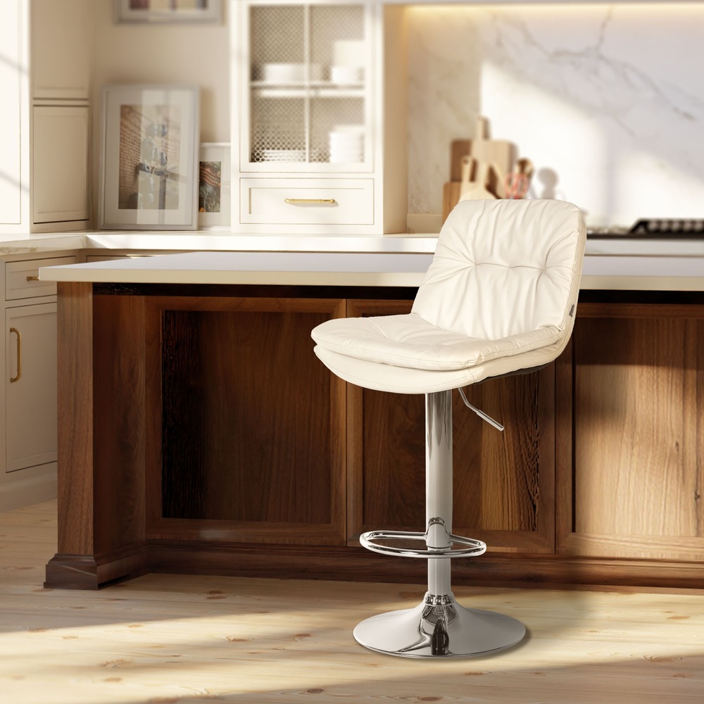 Tabouret de bar laurel simili cuir chromé